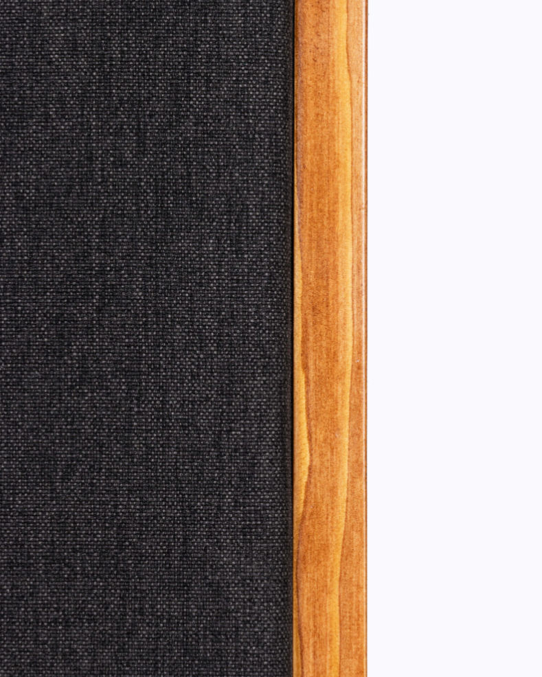 Close-up of a book with a dark fabric cover and wooden spine on a white background | Room Control Authority