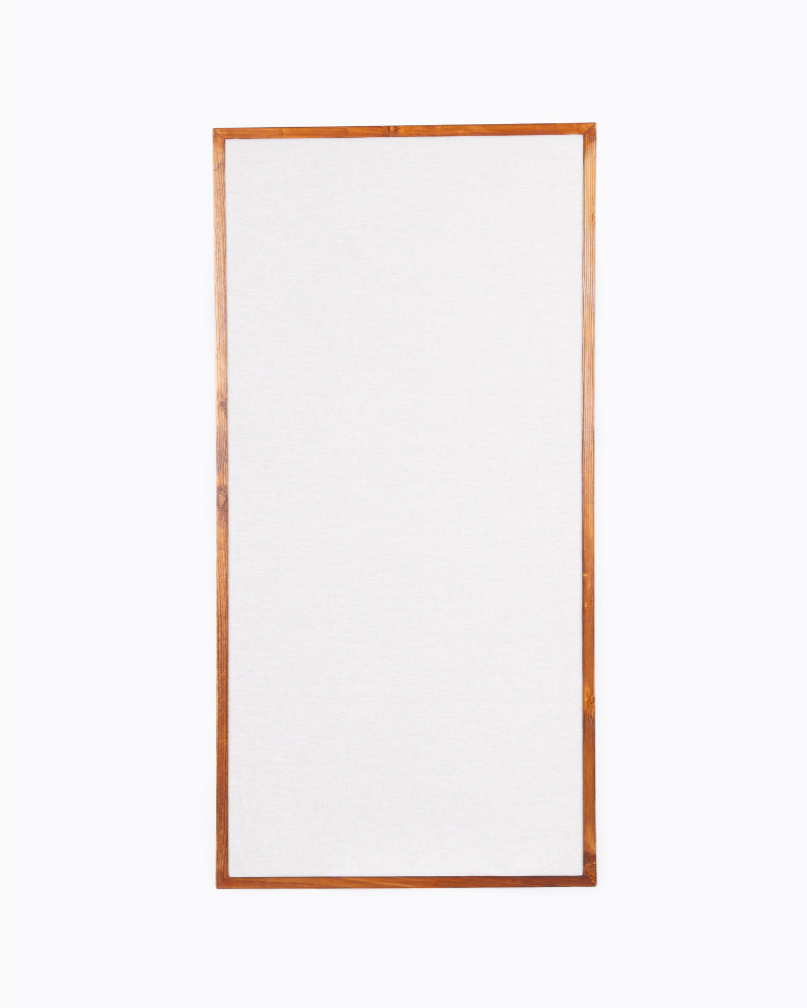 Rectangular white acoustic panel with a wooden frame on a white background | Room Control Authority