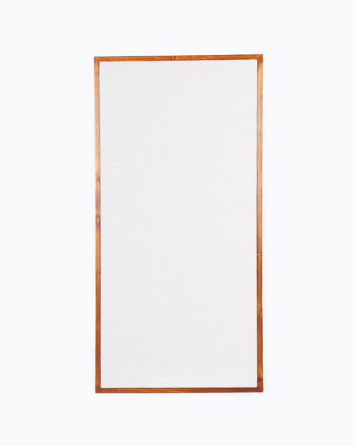 Rectangular white acoustic panel with a wooden frame on a white background | Room Control Authority