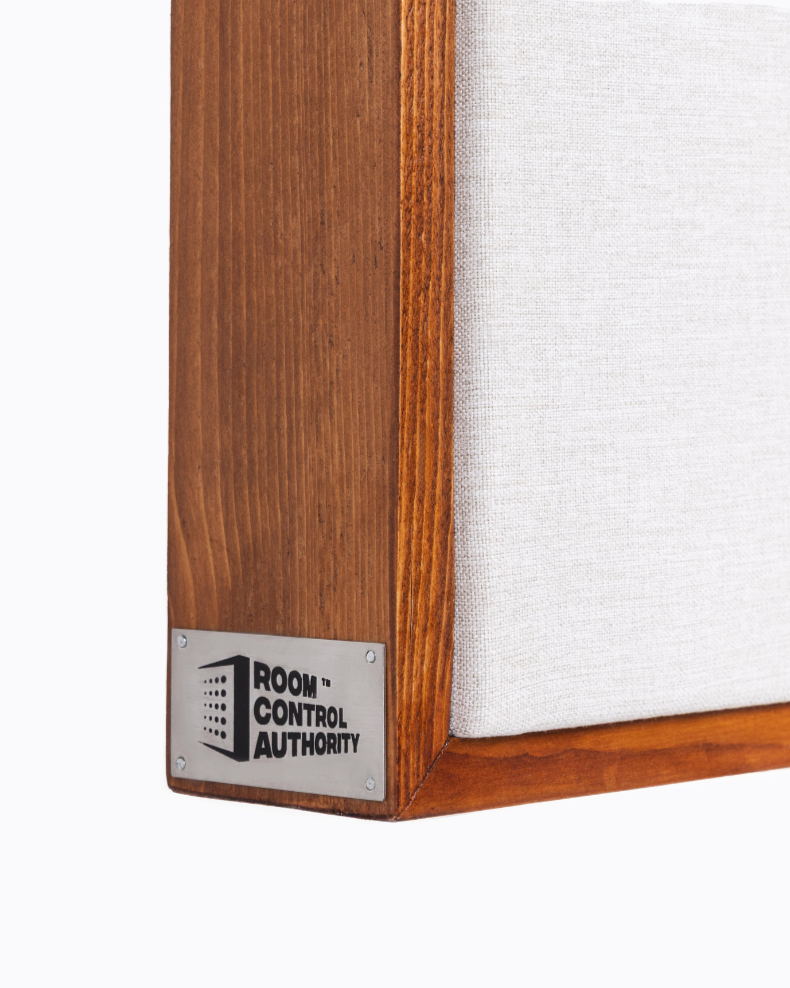 Wooden frame with white interior and 'Room Control Authority' logo on a white background | Room Control Authority